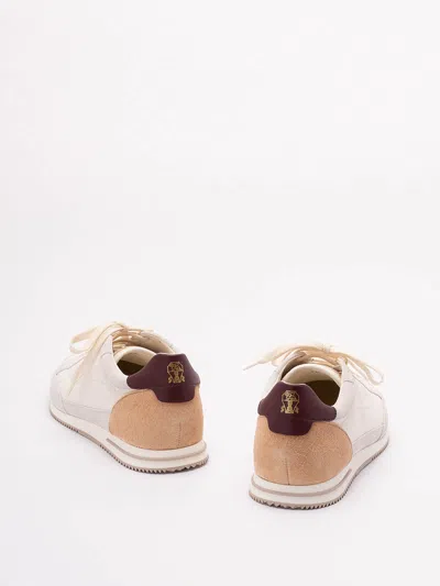 Brunello Cucinelli Sneaker Low Top Contrasting Heel Panel In White