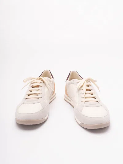 Brunello Cucinelli Sneaker Low Top Contrasting Heel Panel In White