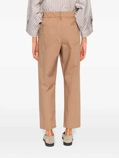 Brunello Cucinelli Lightweight Poplin Five-pocket Track Trousers With Monili Clothing In Brown