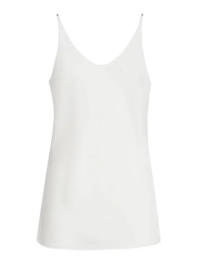 Brunello Cucinelli Silk Strap Top In White