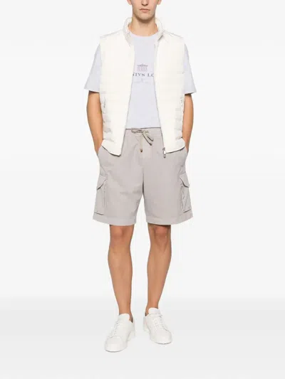 Brunello Cucinelli Men Crew-neck T-shirt With Graphic Print In Gray