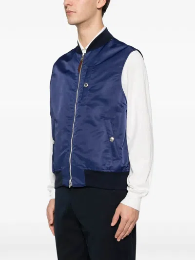Brunello Cucinelli Men Bomber Jacket In Blue
