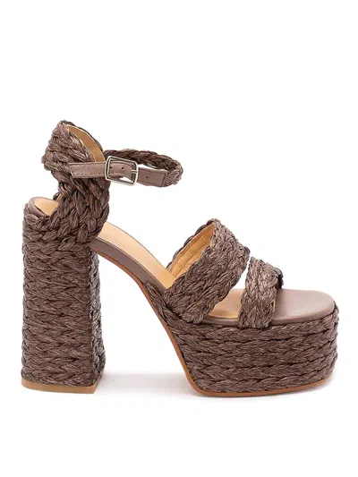 Castaã±er Platform Raffia Espadrilles In Brown