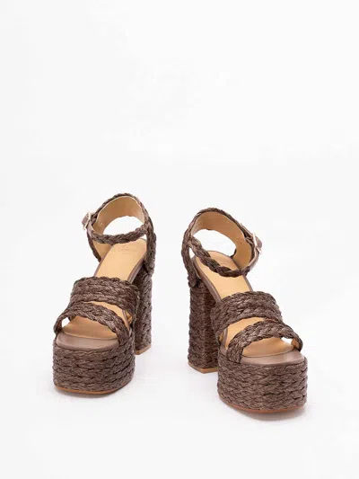 Castaã±er Platform Raffia Espadrilles In Brown