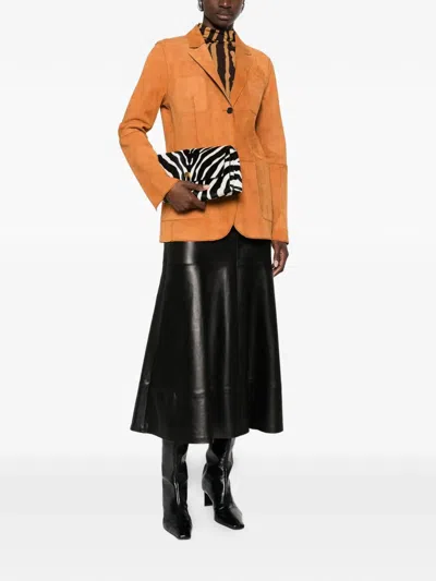 Desa 1972 Reversible Leather Blazer In Orange