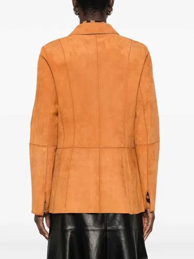 Desa 1972 Reversible Leather Blazer In Orange