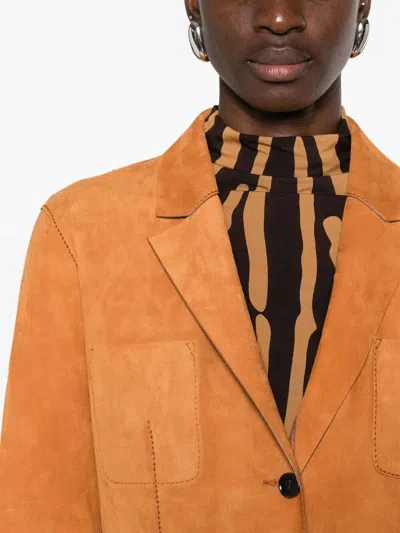 Desa 1972 Reversible Leather Blazer In Orange