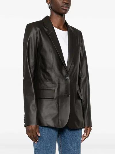 Desa 1972 Leather Classic Blazer In Black