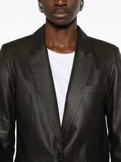 Desa 1972 Leather Classic Blazer In Black