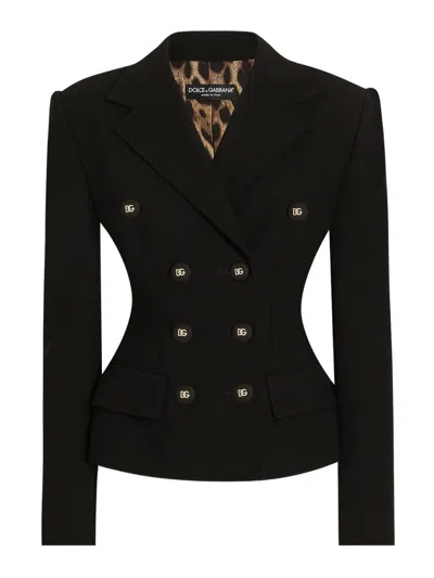 Dolce & Gabbana Double-breasted Virgin Wool Jacket In Black