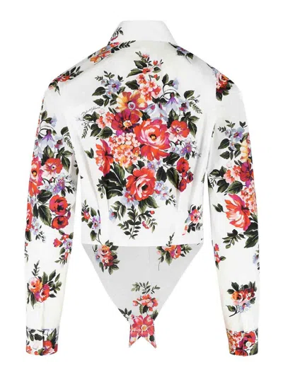 Dolce & Gabbana Cotton Shirt With A Bouquet Of Flowers Print Shirts White In Multi