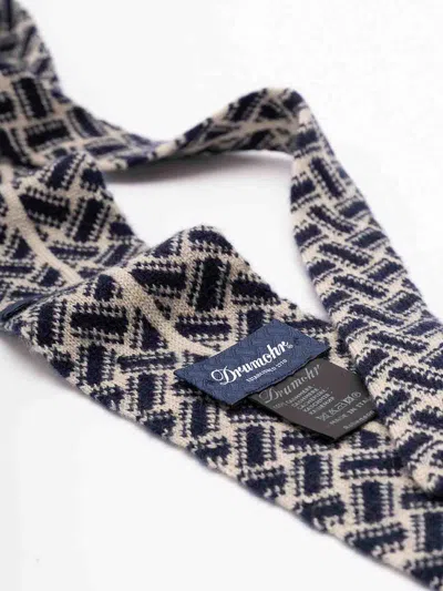 Drumohr Cashmere Geometric-pattern Tie In Blue