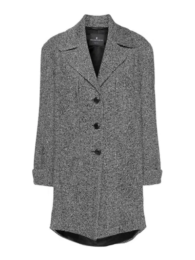 Ermanno Scervino Herringbone-pattern Coat In Gray