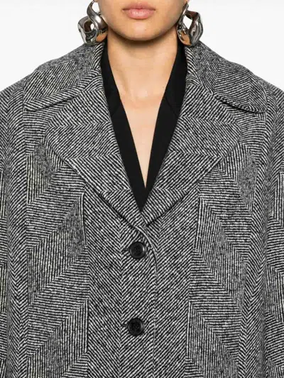 Ermanno Scervino Herringbone-pattern Coat In Gray