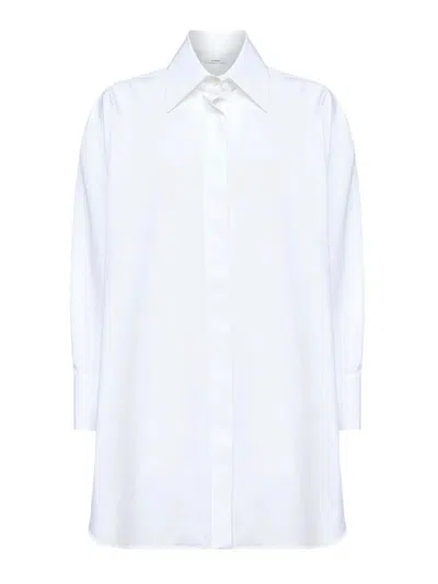 Givenchy Cotton Shirt Asymmetric Hemline Long Sleeves Buttoned Cuffs In White