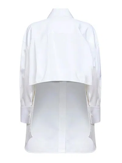 Givenchy Cotton Shirt Asymmetric Hemline Long Sleeves Buttoned Cuffs In White