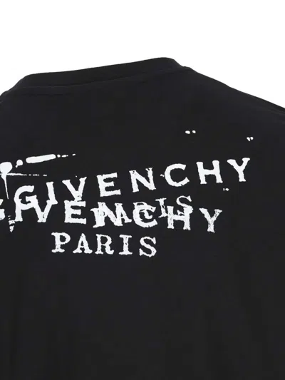Givenchy Women Black Crew Neck T-shirt With Logo On Front And Back In Cotton Woman In Black