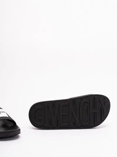 Givenchy Label Flat Mules In Black Rubber Women In Black