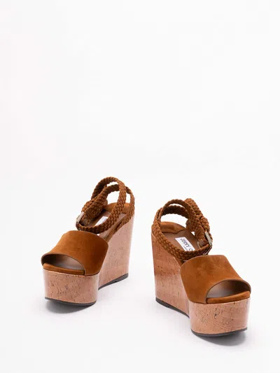 Jimmy Choo Goat Leather Slide Sandals With Soft Lamb Leather Lining In Brown