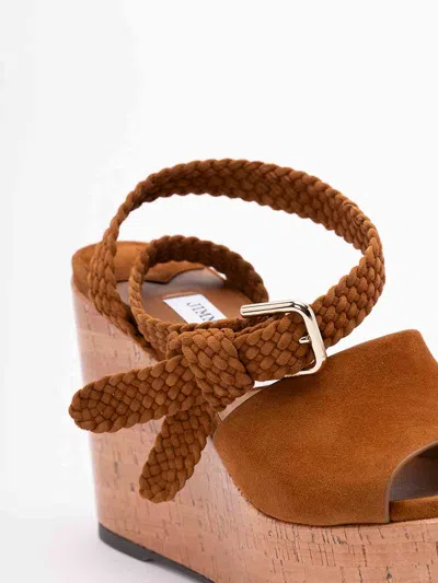 Jimmy Choo Goat Leather Slide Sandals With Soft Lamb Leather Lining In Brown