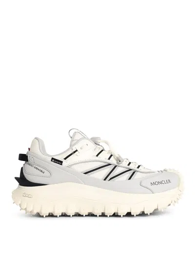 Moncler Light Grey Real Leather Trailgrip Gtx Low Top Sneakers In Gray