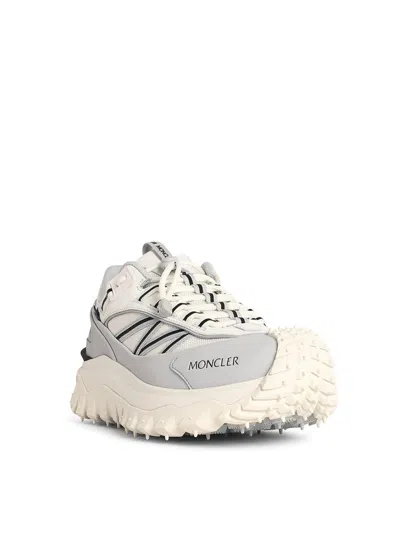 Moncler Light Grey Real Leather Trailgrip Gtx Low Top Sneakers In Gray
