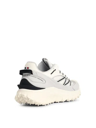 Moncler Light Grey Real Leather Trailgrip Gtx Low Top Sneakers In Gray