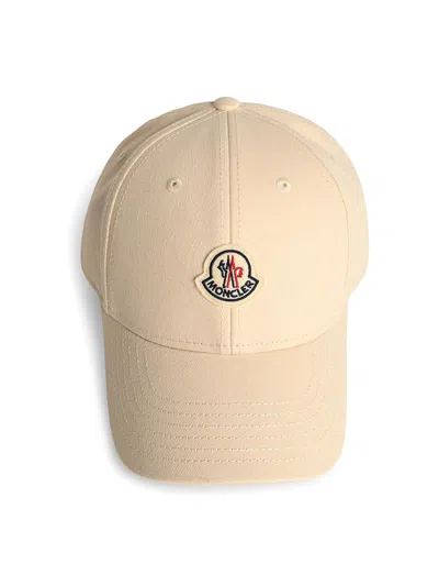 Moncler Beige Baseball Cap With Embroidered Logo In Metallic