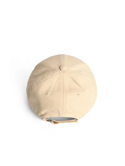 Moncler Beige Baseball Cap With Embroidered Logo In Metallic