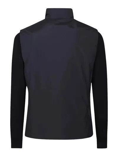 Moorer Navy Blue Solid Mock Collar Jacket In Blue