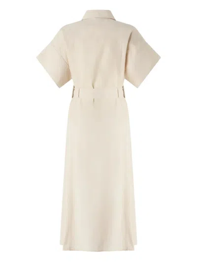 Pinko Cotton Short Sleeve Belted Midi Shirt Dress In Pink