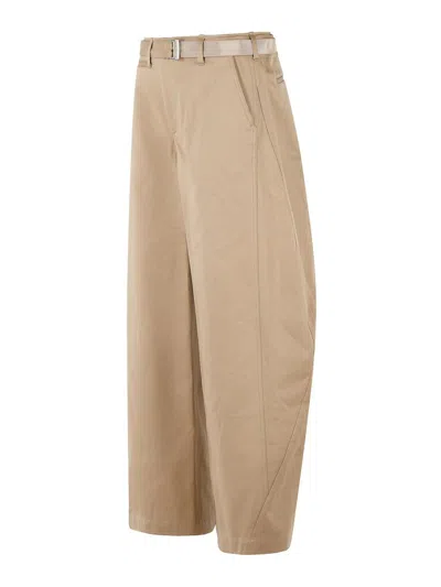 Sacai Belt-loop Ring-belt Trousers In Brown