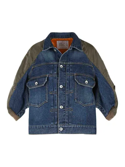 Sacai Buttoned Flap-pockets Denim Jacket In Blue