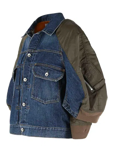 Sacai Buttoned Flap-pockets Denim Jacket In Blue