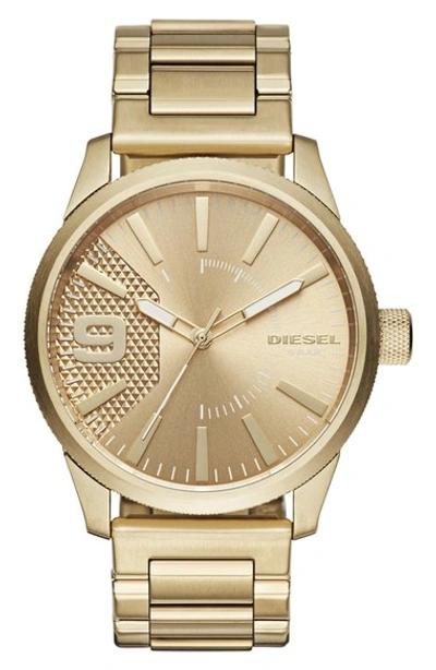 Shop Diesel The Rasp Bracelet Watch, 46mm In Gold