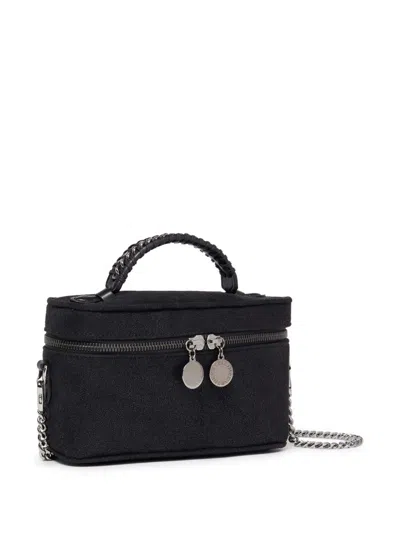 Stella Mccartney Womens Black Falabella Shaggy Woven Vanity Case In Black