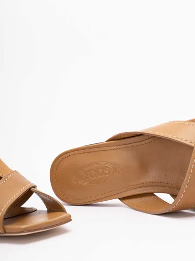 Tod's Women Brown Leather Sandals, 7.5/8.5 Luxury Sandals & Floaters For Women Darveys