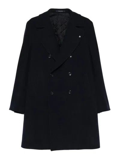 Tagliatore Double-breasted Wool Coat In Blue