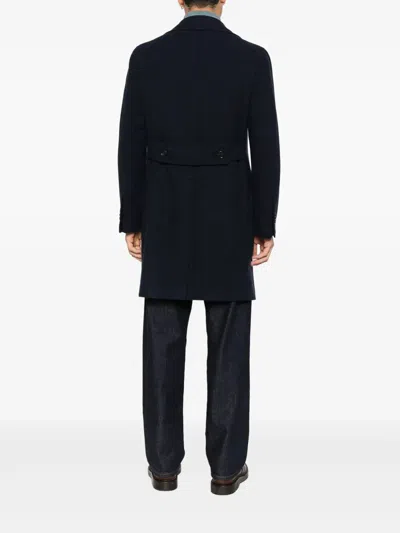 Tagliatore Double-breasted Wool Coat In Blue
