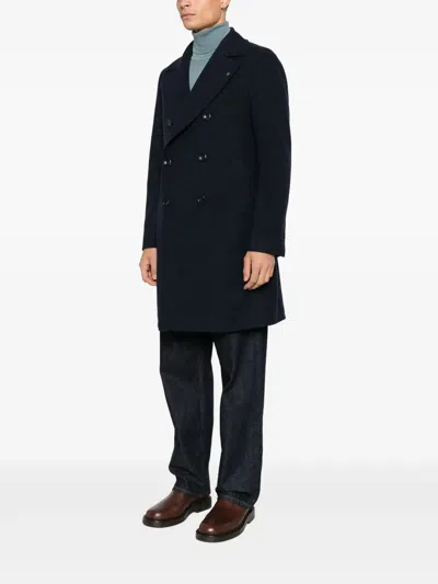 Tagliatore Double-breasted Wool Coat In Blue