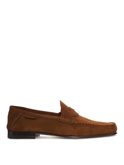 Tom Ford Ripley Loafers Penny Strap Round Toe Suede In Brown