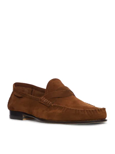 Tom Ford Ripley Loafers Penny Strap Round Toe Suede In Brown
