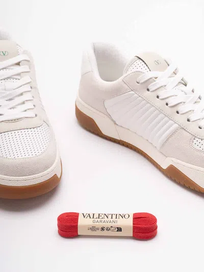 Valentino Sparry Sneakers In Split Leather And Nappa In White