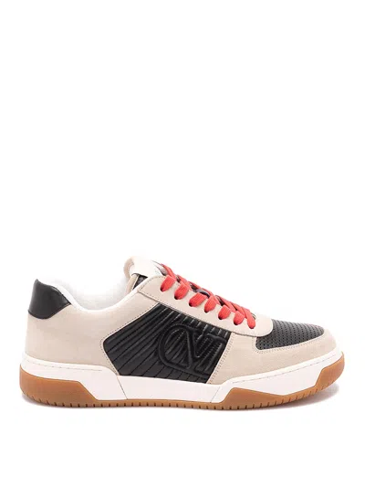 Valentino Garavani Sneakers Contrasting Panels Perforated Detailing Rubber Sole In Multi