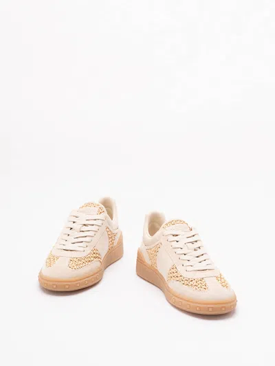 Valentino Garavani Upvillage Sneakers In Woven Raffia In Neutral