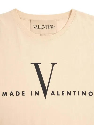 Valentino Garavani  Cotton T-shirt With Made In  Print In Nude