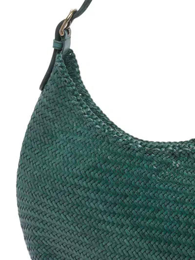 Dragon Diffusion Curved Woven Texture Shoulder Bag In Green
