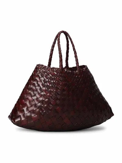 Dragon Diffusion Womens Dark Brown Santa Croce Woven-leather Top-handle Basket Bag In Brown