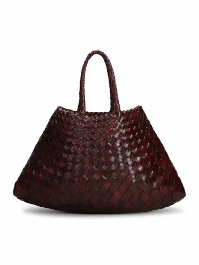 Dragon Diffusion Womens Dark Brown Santa Croce Woven-leather Top-handle Basket Bag In Brown