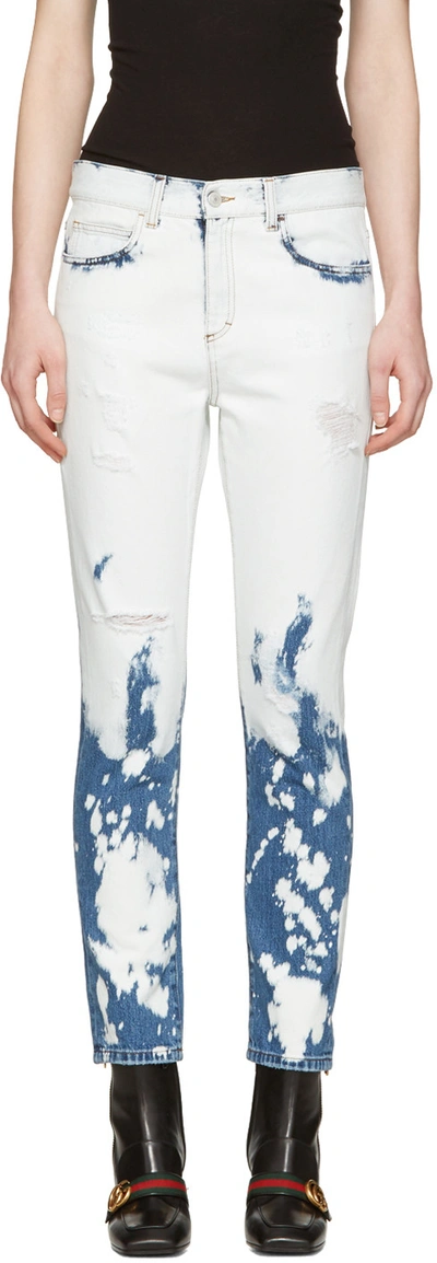 Shop Gucci Blue & White Chlorine Wash Jeans